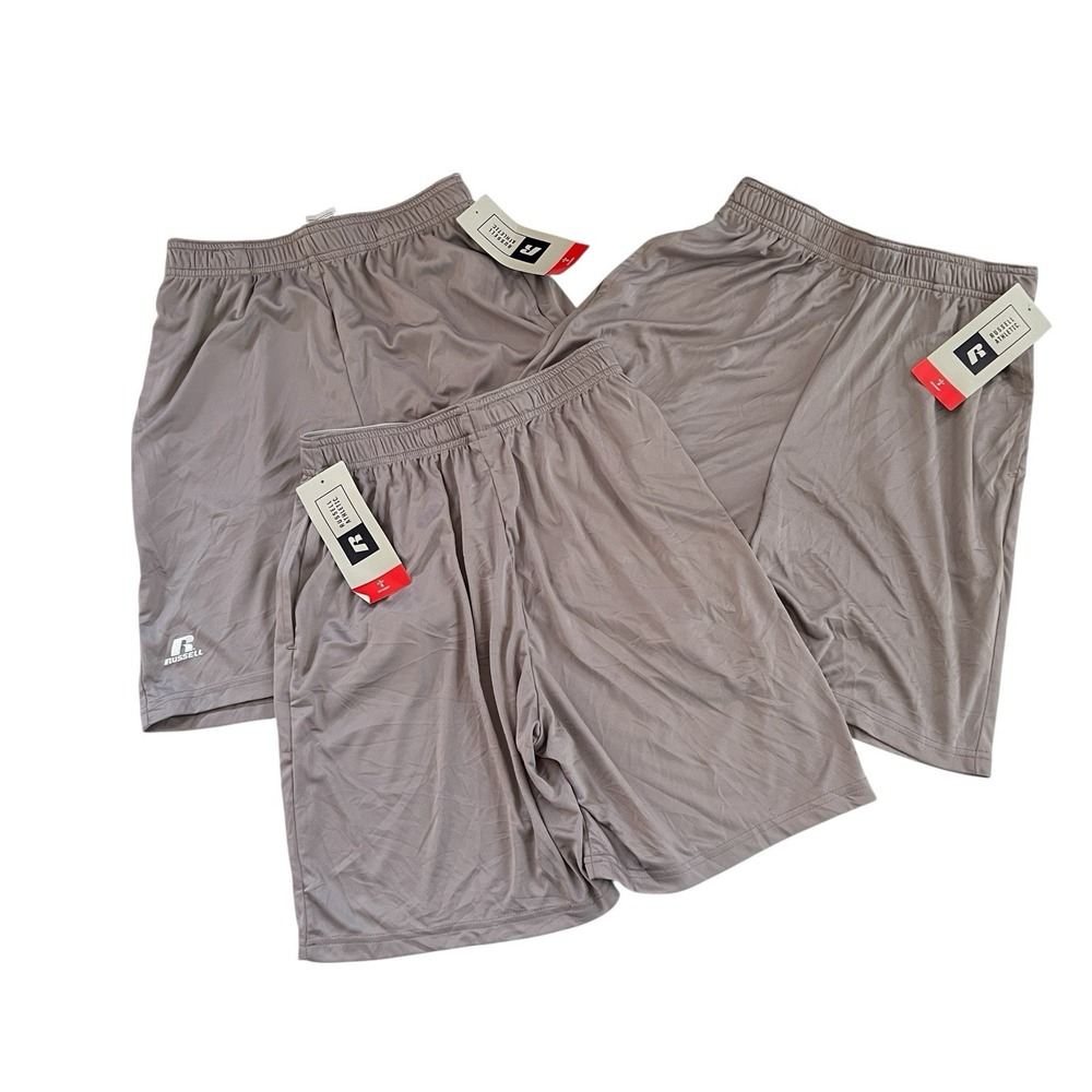 NWT Russell Youth Size L Gray Athletic Shorts *Lot of 3* Dri-Power Pocket